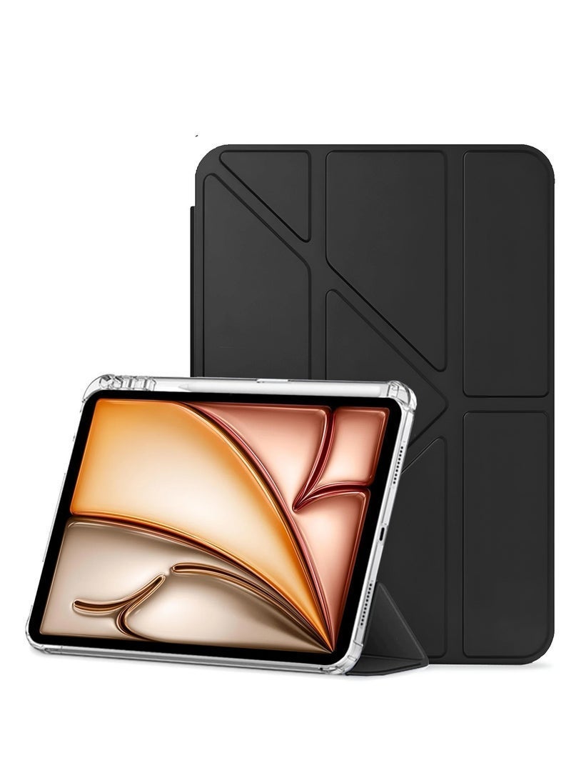 SmartGrist Apple iPad Air 2025 (7th Generation) M3 13 inch Symmetry 360 Smart Folio Series Auto Awake/Auto Sleep Leather Texture and Transparent Back with Pen Holder Case Cover - Black - Image 2