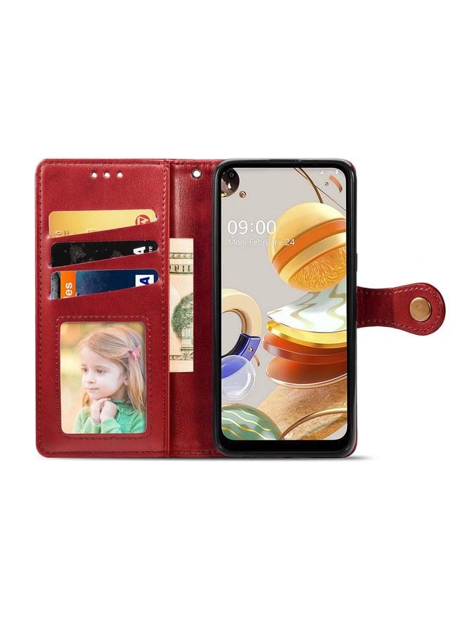 S-TOP Case For LG K61 Retro Solid Color Leather Buckle Phone Case with Lanyard & Photo Frame & Card Slot & Wallet & Stand Function - Image 2