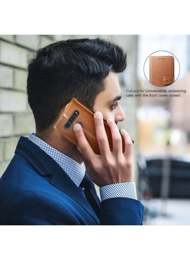 S-TOP Case For LG K61 Retro Solid Color Leather Buckle Phone Case with Lanyard & Photo Frame & Card Slot & Wallet & Stand Function - Image 5