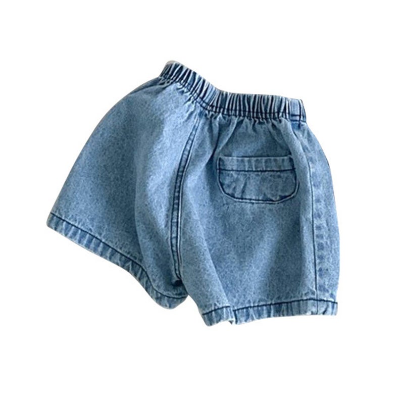 Spot Korean Style Denim Shorts Summer Wear Infant Shorts Boys And Girls Flap Pocket Pants Denim Baggy Pants Baby Thin - Image 1