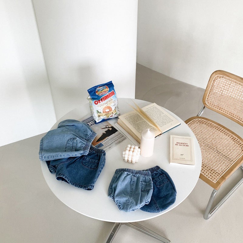 Spot Korean Style Denim Shorts Summer Wear Infant Shorts Boys And Girls Flap Pocket Pants Denim Baggy Pants Baby Thin - Image 4