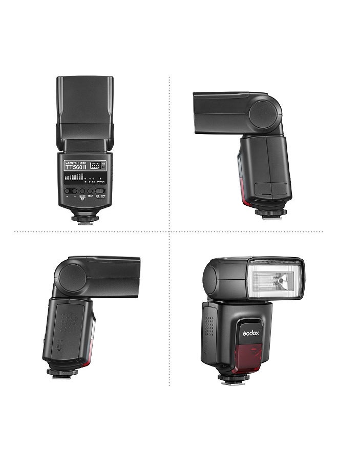 Godox - TT560II Universal On-Camera Flash Electronic Speedlite GN38 Standard Hot Shoe 2.4G Wireless Trigger with M/S1/S2 Mode with Trigger Transmitter & Mini Stand Flash Speedlite - Image 1