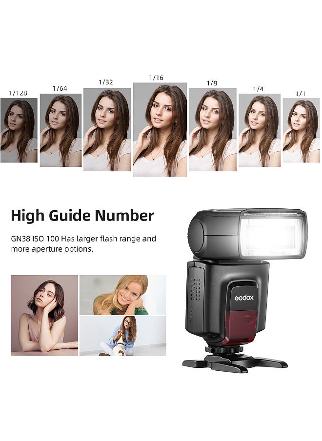 Godox - TT560II Universal On-Camera Flash Electronic Speedlite GN38 Standard Hot Shoe 2.4G Wireless Trigger with M/S1/S2 Mode with Trigger Transmitter & Mini Stand Flash Speedlite - Image 1