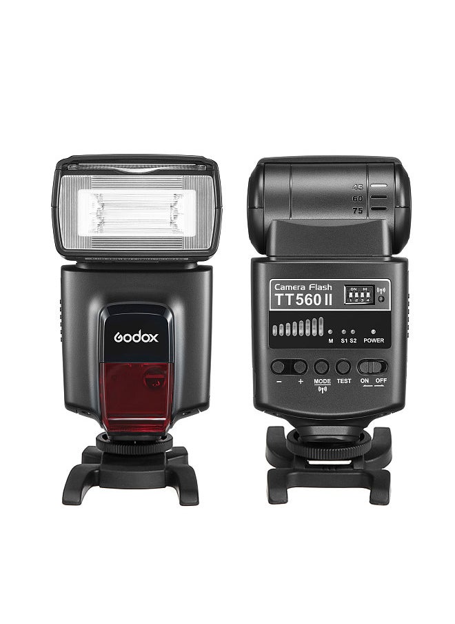 Godox - TT560II Universal On-Camera Flash Electronic Speedlite GN38 Standard Hot Shoe 2.4G Wireless Trigger with M/S1/S2 Mode with Trigger Transmitter & Mini Stand Flash Speedlite - Image 1