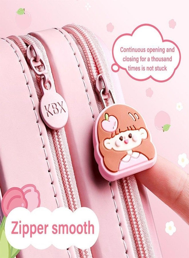 DEOXY Yummy Double Layer Space Pencil Case 3D Cover EVA Peach Cake Theme Large Capacity Pencil Zipper Pouch Bag Compass School Organizer for Students Kids - Image 2