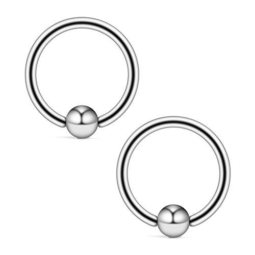 Ruifan 10PCS 316L Surgical Steel Captive Bead Rings Nose Belly Eyebrow Tragus Lip Ear Nipple Hoop Ring BCR 16G 12MM - Image 2
