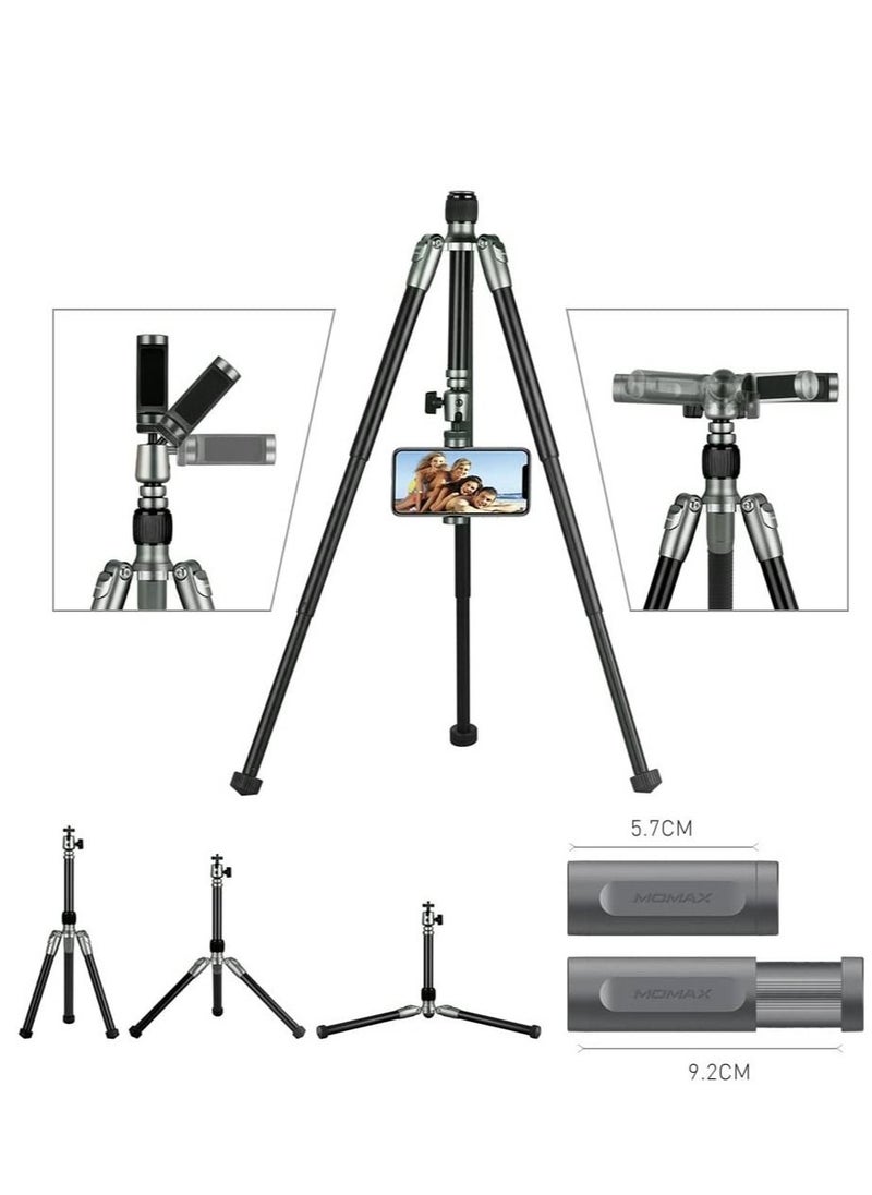 Momax Professional Camera Tripod Mount Stand Compact Aluminium, 56 Inch 1.87lbs Portable Lightweight Aluminium Alloy Camera Stand with Ball Head Phone Grip and carry bag for DV Canon Nikon Sony DSLR Cameras  - Image 3