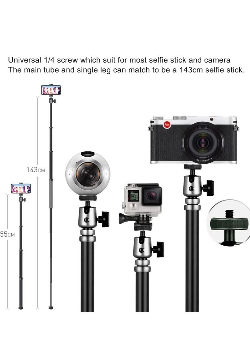 Momax Professional Camera Tripod Mount Stand Compact Aluminium, 56 Inch 1.87lbs Portable Lightweight Aluminium Alloy Camera Stand with Ball Head Phone Grip and carry bag for DV Canon Nikon Sony DSLR Cameras  - Image 2