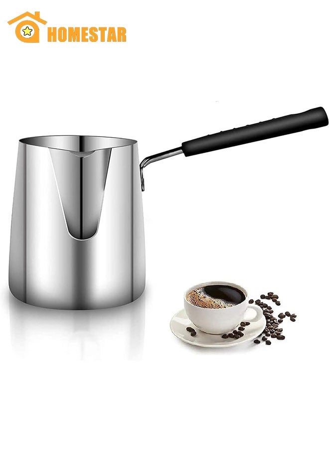 هومستر 600 مل وعاء قهوة تركية مع مقبض متين ومريح ، قهوة من الفولاذ المقاوم للصدأ والزبدة الدافئة ، وعاء حليب ممتاز ودفئة حليب - Image 1