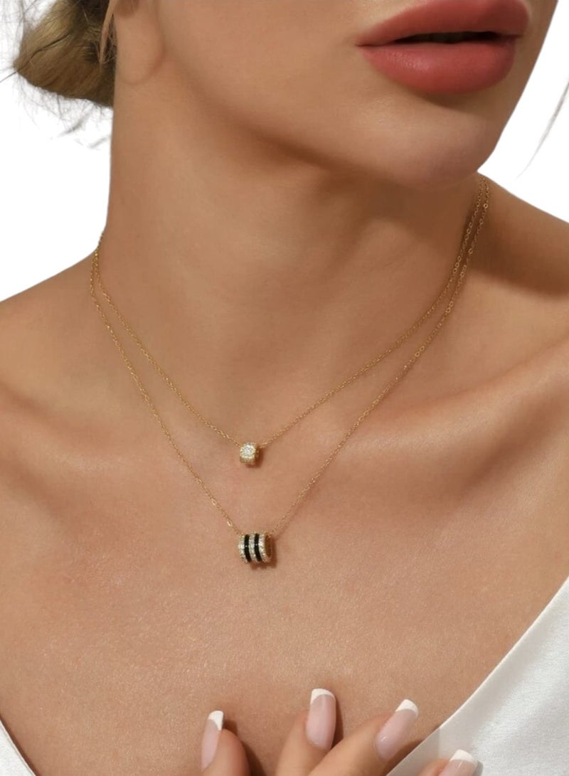 YUCCA Rhinestone Decor Necklace New Design Elegant Pendant Necklace Set of 2 - Image 2