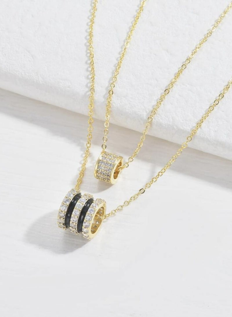 YUCCA Rhinestone Decor Necklace New Design Elegant Pendant Necklace Set of 2 - Image 3