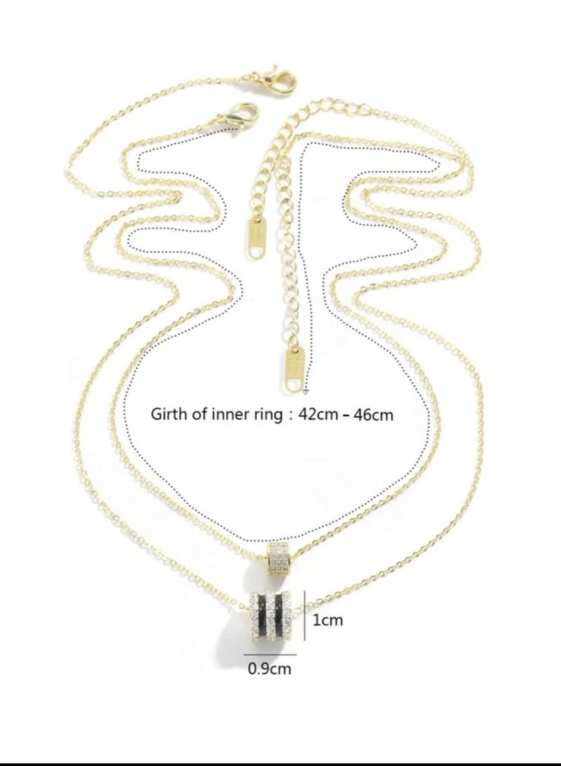 YUCCA Rhinestone Decor Necklace New Design Elegant Pendant Necklace Set of 2 - Image 4