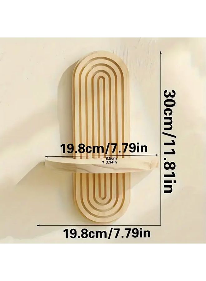 Two Pack Wooden Bohemian Wall Shelf Hanging Storage Rack For Bathroom Living Room Bedroom Kitchen - Image 3