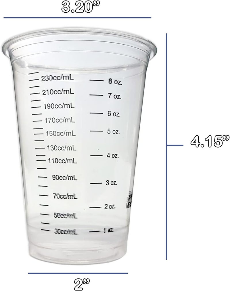 NSI 20 8oz Disposable Graduated Clear Plastic Cups for Mixing Paint, Stain, Epoxy, Resin - Image 2