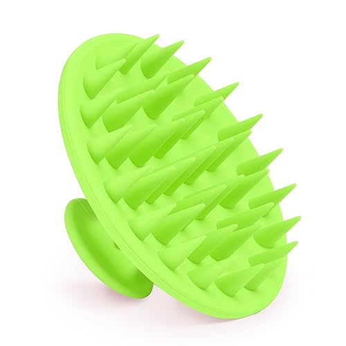 Meartchy Silicone Scalp Massager Shampoo Brush Scalp Brush for Hair Growth Dandruff Removal Hair Scrubber Scalp Stimulator Exfoliator Brush with Soft Bristles for Wet Dry Scalp Care Green - Image 1