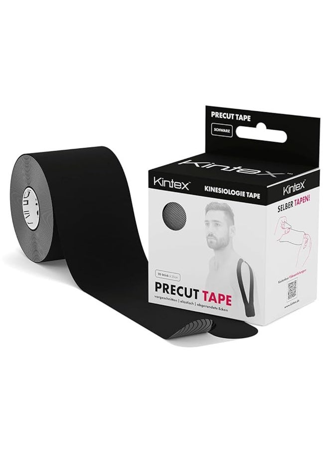 Kintex Kinesiology Pre-Cut Tape For Pain Relief - Black Color 25cm, Pack of 20’s