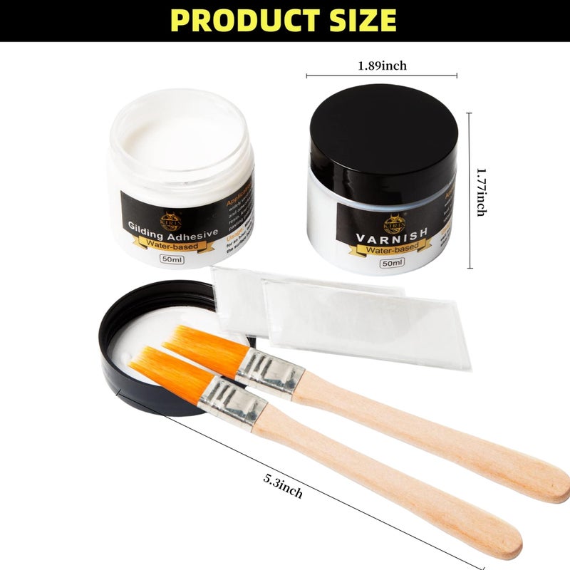 KIRIN Gilding Adhesive, 100ml Epoxy Resin Gold Leaf Adhesive for Professional Craft Use, Water Based Varnish for Protect The Surface of Gold Foil from Oxidating (Brush + Gloves as Gifts) - Image 3