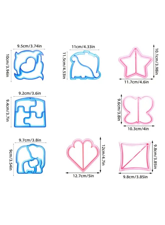 Blue Pink 4 قطع مجموعة قاطعة ساندويتش بأشكال نجمة قلب دب بطريق - Image 3