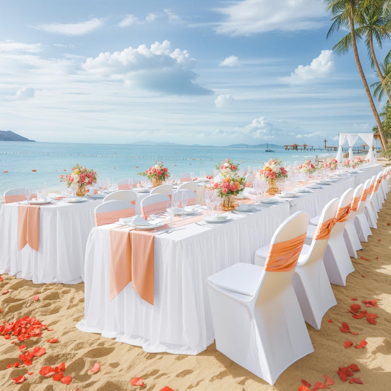 Suppromo White Tulle Tablecloth for 6 Foot Rectangular Tables 72 x 30 Inch White Table Cloth Rectangle 6ft Wrinkle Free Table Cover with Tutu Skirt for Wedding Birthday Party Buffet Banquet Tablecloths - Image 4
