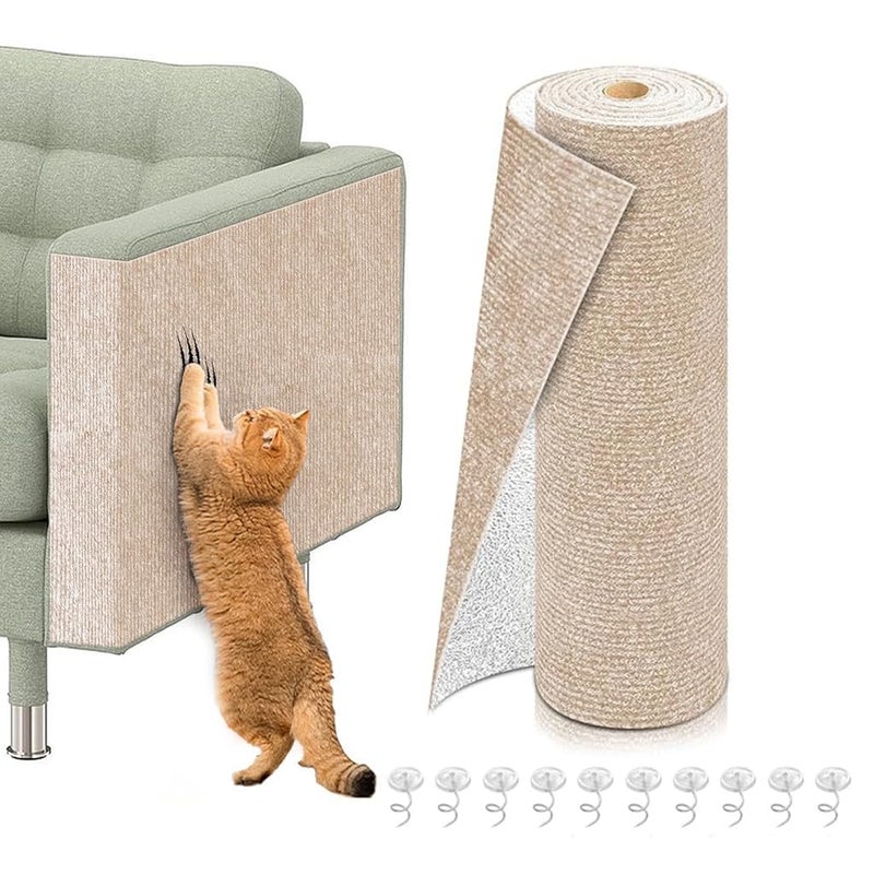 Qpets® ® لوحة خدش القطط، لوحة خدش للقطط، حصيرة خدش للقطط على الحائط، حصيرة خدش لاصقة قابلة للقطع للحائط، الخزانة، الأريكة، الأرضية (40x100 سم) - Image 1