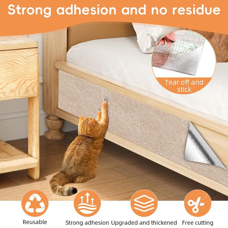 Qpets® ® لوحة خدش القطط، لوحة خدش للقطط، حصيرة خدش للقطط على الحائط، حصيرة خدش لاصقة قابلة للقطع للحائط، الخزانة، الأريكة، الأرضية (40x100 سم) - Image 3