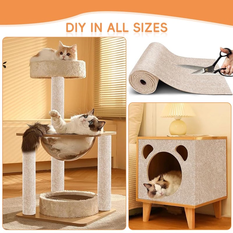 Qpets® ® لوحة خدش القطط، لوحة خدش للقطط، حصيرة خدش للقطط على الحائط، حصيرة خدش لاصقة قابلة للقطع للحائط، الخزانة، الأريكة، الأرضية (40x100 سم) - Image 5
