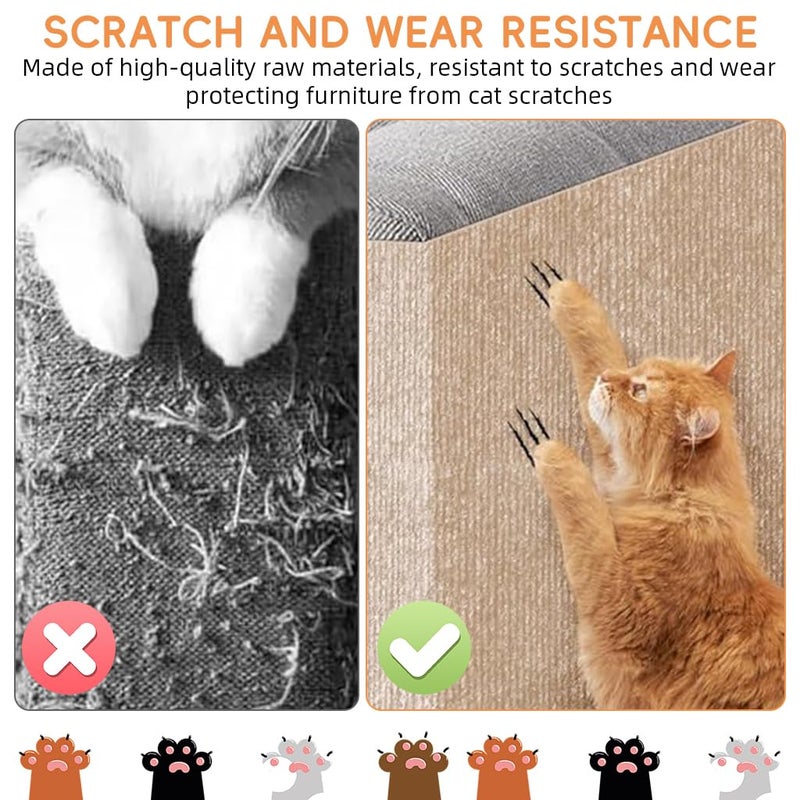 Qpets® ® لوحة خدش القطط، لوحة خدش للقطط، حصيرة خدش للقطط على الحائط، حصيرة خدش لاصقة قابلة للقطع للحائط، الخزانة، الأريكة، الأرضية (40x100 سم) - Image 4