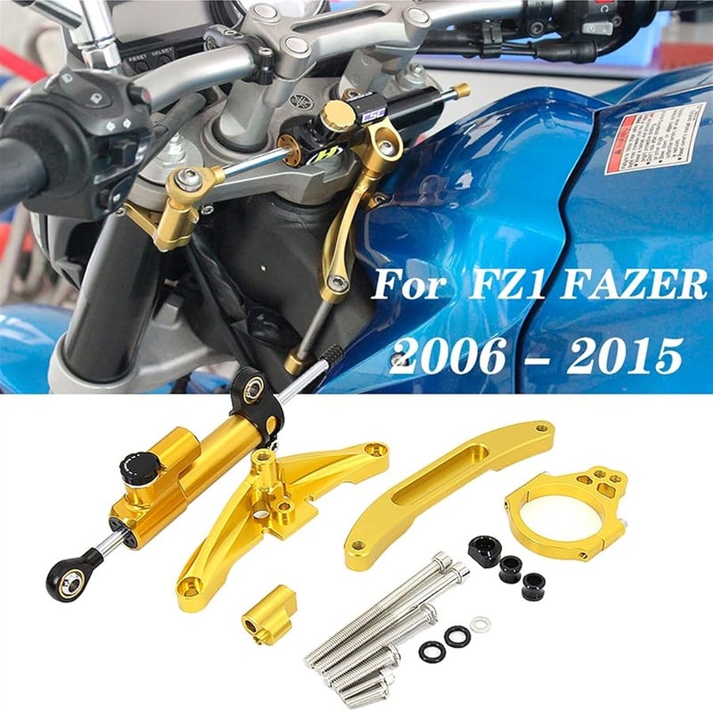 Yamaha FZ1 FAZER Motorcycle CNC Aluminum Steering Damper Bracket Set In A Gold - Image 3