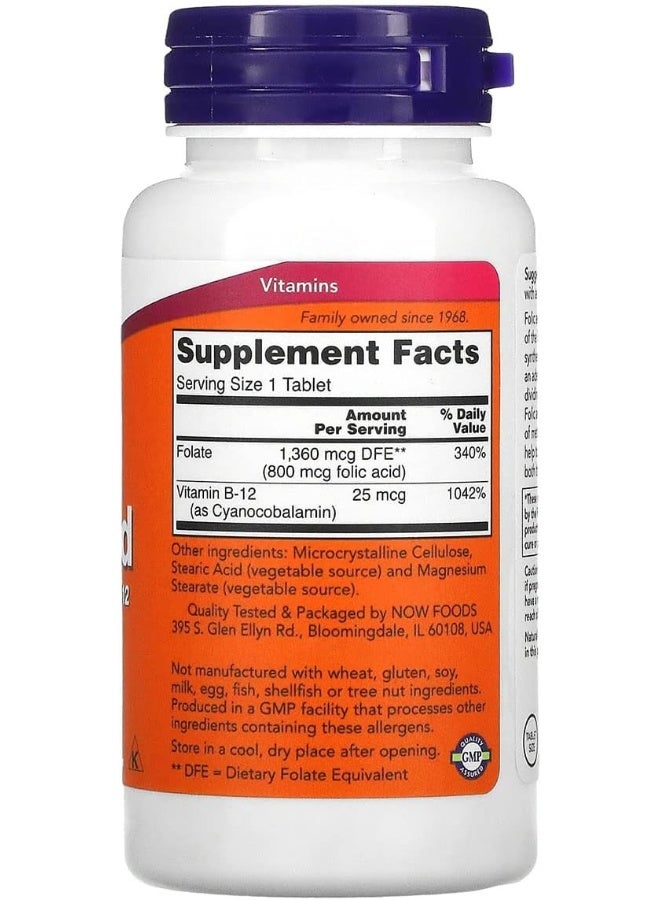 NOW Foods Folic Acid 800 mcg Tabs, 2 pk - Image 2