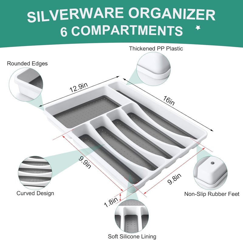Lazycorner 49Pcs Silverware Set with Organizer, Silver Stainless Steel Flatware Set for 8 Cutlery Utensil Sets with Steak Knives, Spoons and Forks Set, Dishwasher Safe - Image 4
