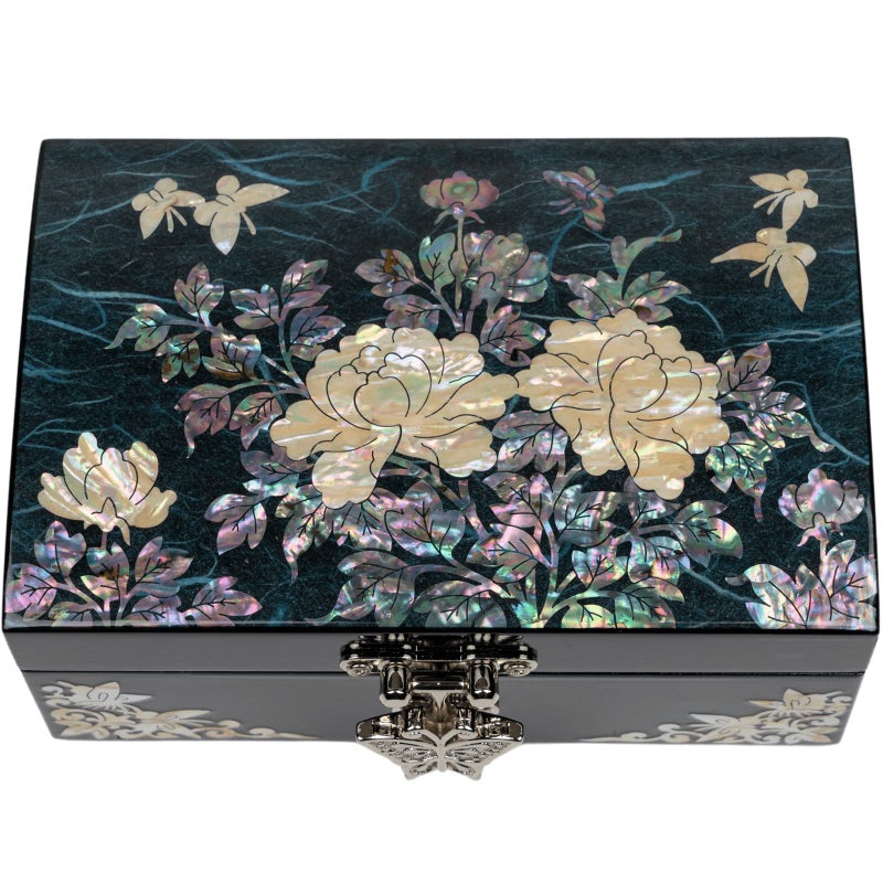 February Mountain Mother of Pearl Jewelry Organizer Box - Birthday, Wedding, Anniversary, Christmas Birthday Gifts for Women - Image 1