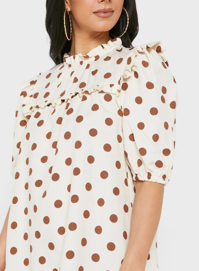 ALIGNE Printed Ruffle Detail Dress