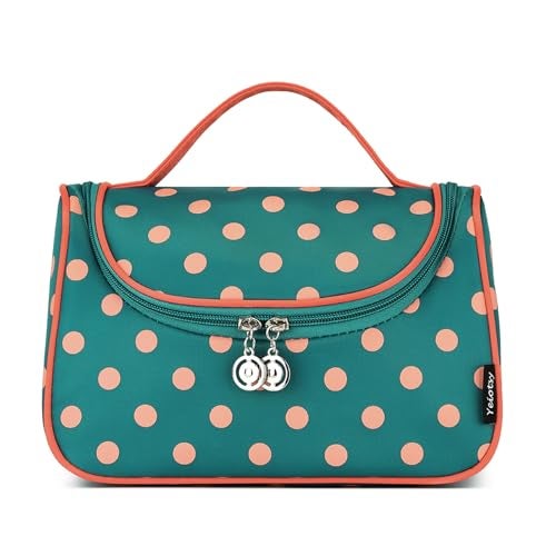 Yeiotsy Travel Cosmetic Bag – Polka Dots Makeup Travel Organizer, Hanging Toiletry Bag for Women (Lake Blue) - Image 5
