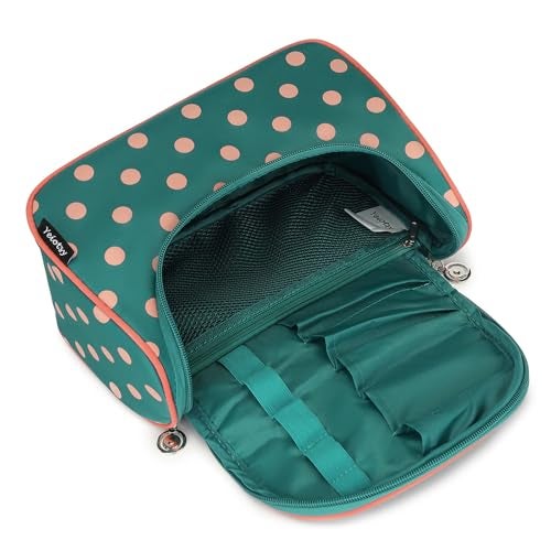 Yeiotsy Travel Cosmetic Bag – Polka Dots Makeup Travel Organizer, Hanging Toiletry Bag for Women (Lake Blue) - Image 4