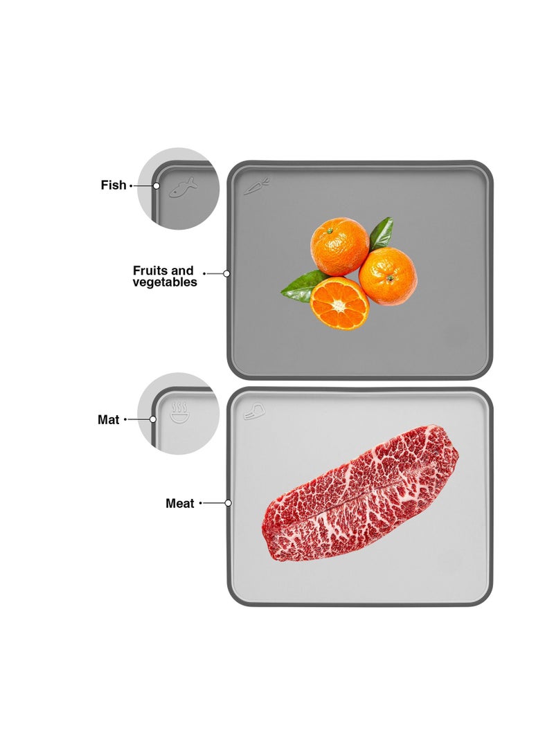 Fissman لوح تقطيع 2 قطعة 34x28 سم مع حامل بلاستيك رمادي + TPR - Image 4
