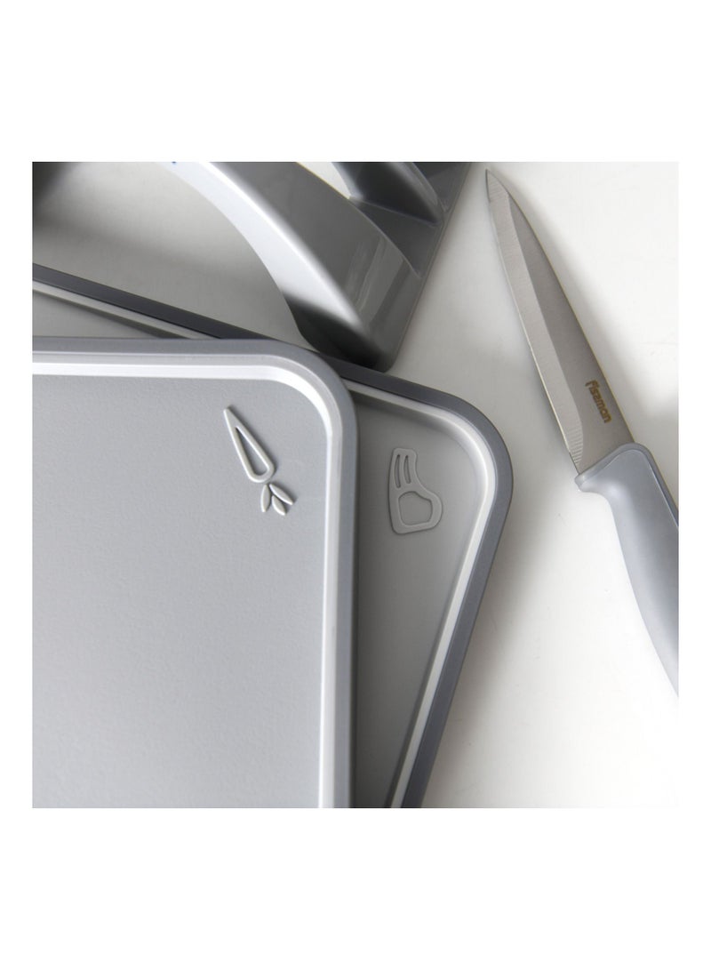 Fissman لوح تقطيع 2 قطعة 34x28 سم مع حامل بلاستيك رمادي + TPR - Image 3