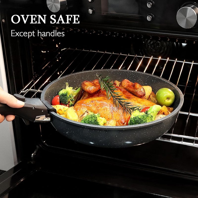 GiPP Ceramic Pots and Pans Set Non Stick, Nonstick Detachable Handle Cookware Sets, Non Toxic Induction Kitchen Pot and Pan with Removable Handle, Healthy RV Cookware, Dishwasher ï¼†Oven Safe, 5 Piece - Image 5