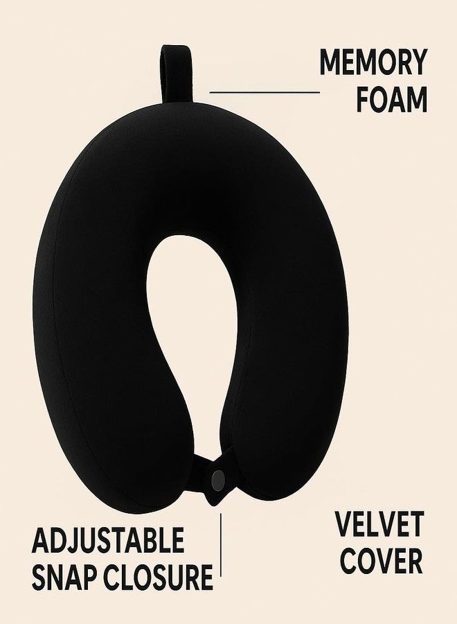 BLESS BERRIES Neck Pillow for Travelling | Memory Foam Travel Neck Pillow U Shaped | Airplane Flight Car Office Support Cushion | Washable Velvet Cover | Portable Cervical Pillow for Men & Women - Image 3