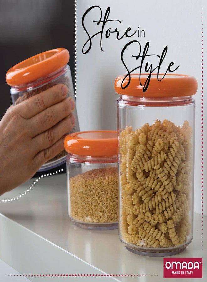 Omada Acrylic Storage Container Set: 3 Piece Sugar Flour Container and Pasta Container Set - Storage Jars for Food Toiletries Office Supplies - 3 Assorted Sizes (16 Oz, 25 Oz, 33.8 Oz) - Purple Lids - Image 4