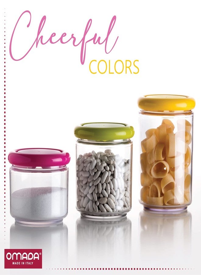 Omada Acrylic Storage Container Set: 3 Piece Sugar Flour Container and Pasta Container Set - Storage Jars for Food Toiletries Office Supplies - 3 Assorted Sizes (16 Oz, 25 Oz, 33.8 Oz) - Purple Lids - Image 5