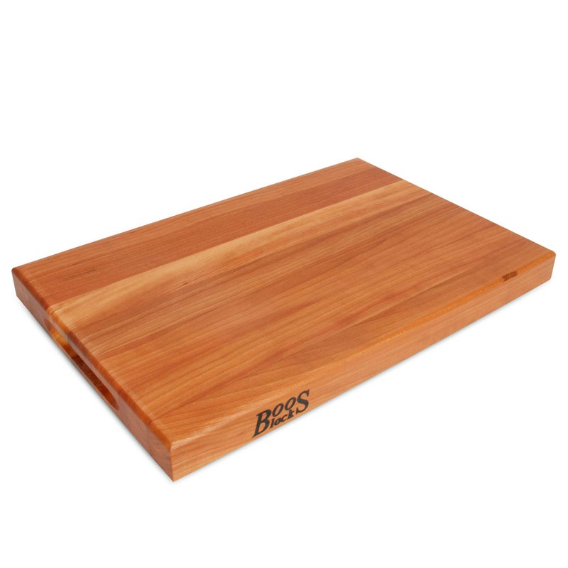 John BOOS John Boos RBoard Series Cherry Cutting Board 15 Thick Butcher Block  Wooden Reversible Kitchen Prep Chopping Slab wRecessed Finger Grips  Edge Grain Construction 24 x 18 