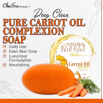 Clear Essence My Natural Beauty Skin Tone Carrot Oil Bar Soap 173g - Image 3