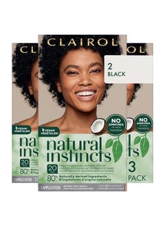 CLAIROL Natural Instincts Demi-Permanent Hair Dye, 2 Black Hair Color, Pack of 3  - Image 1