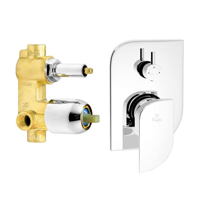 BRASS EXTANT HIGH FLOW SINGLE LEVER 4 WAY 2 INLET DIVERTER TICTAC COMPLETE SET BATHROOM SHOWER SYSTEM BATHROOM MIXER CHROME FINISH