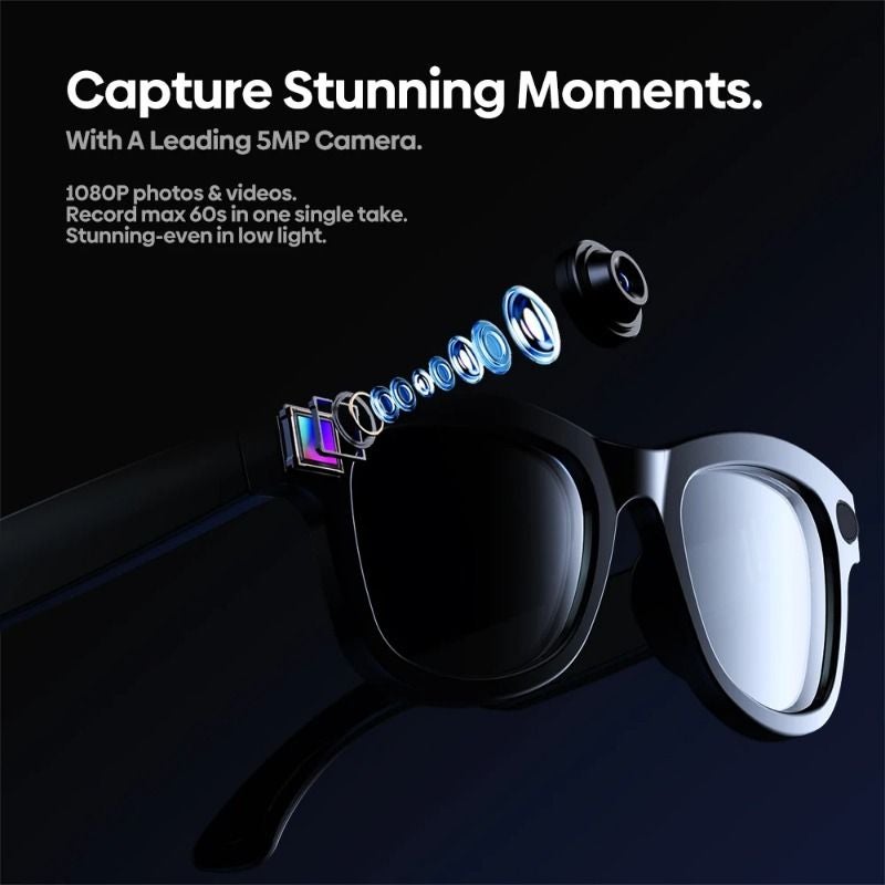 Zeblaze AI Shooting Glasses HD Photo Video Open-Ear Audio ChatGPT-4o AI WiFi 5GHz 32gb Memory, Black - Image 3