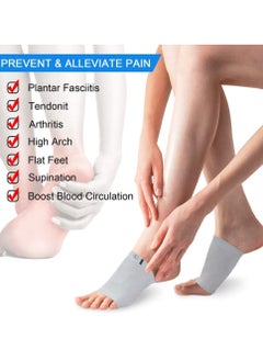 KASTWAVE Compression Arch Support Sleeves, Plantar Fasciitis Socks, Cushioned Arch Support Braces Gel Pads for Flat Foot Pain, Relief Plantar Fasciitis Heel Spurs, Ankle Injuries 1Pairs  - Image 2