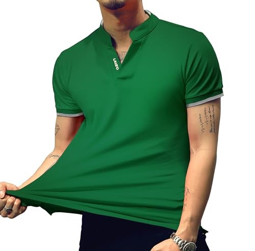 LOGEEYAR Mens Short-Sleeve Slim Fit Cotton Pique Polo Shirt,Medium,1-green - Image 3