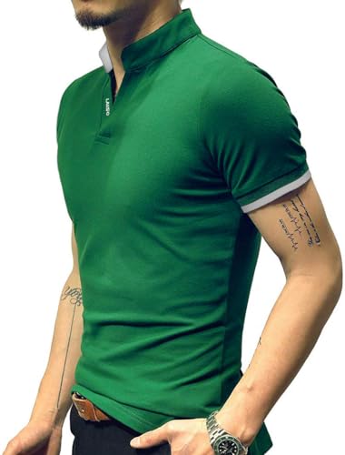 LOGEEYAR Mens Short-Sleeve Slim Fit Cotton Pique Polo Shirt,Medium,1-green - Image 4