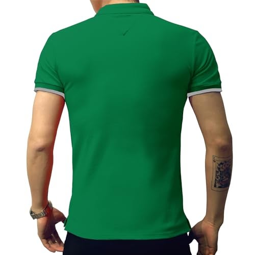 LOGEEYAR Mens Short-Sleeve Slim Fit Cotton Pique Polo Shirt,Medium,1-green - Image 5