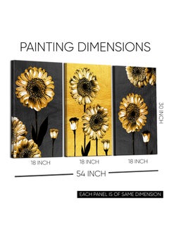 Paper Plane Design PAPER PLANE DESIGN Luxury Big Painting For Living Room Large Size Framed Panels Canvas 30 inch x 54 inch (GOLDEN FLOWERS)  - Image 3